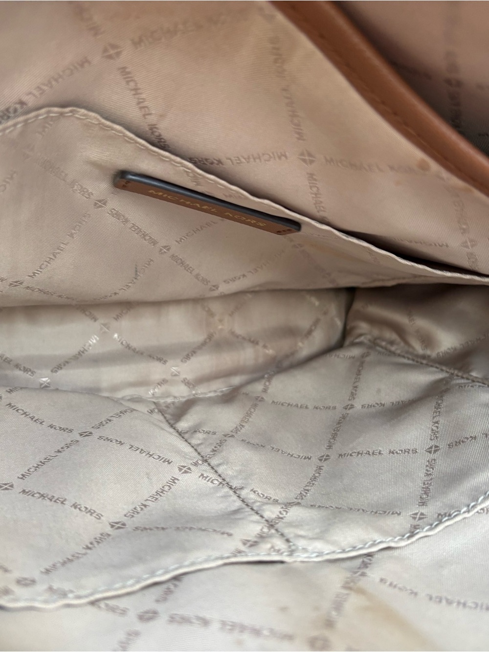Michael Kors Chestnut Saffiano Tote with Gold Logo Charm - Picture 11 of 13